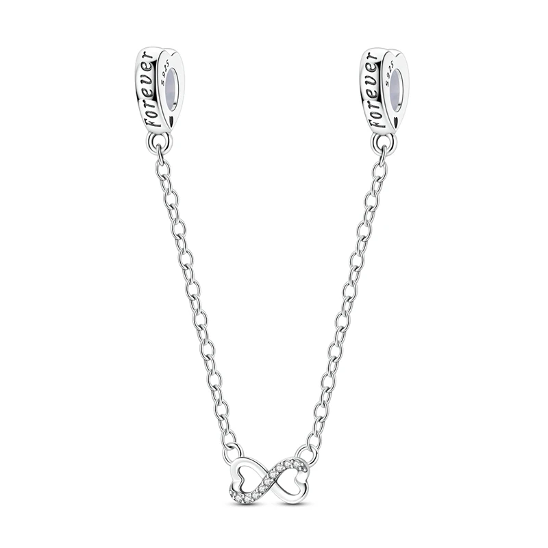 Pulseira de segurança em prata 925 com símbolo do infinito cravejado de zircónias