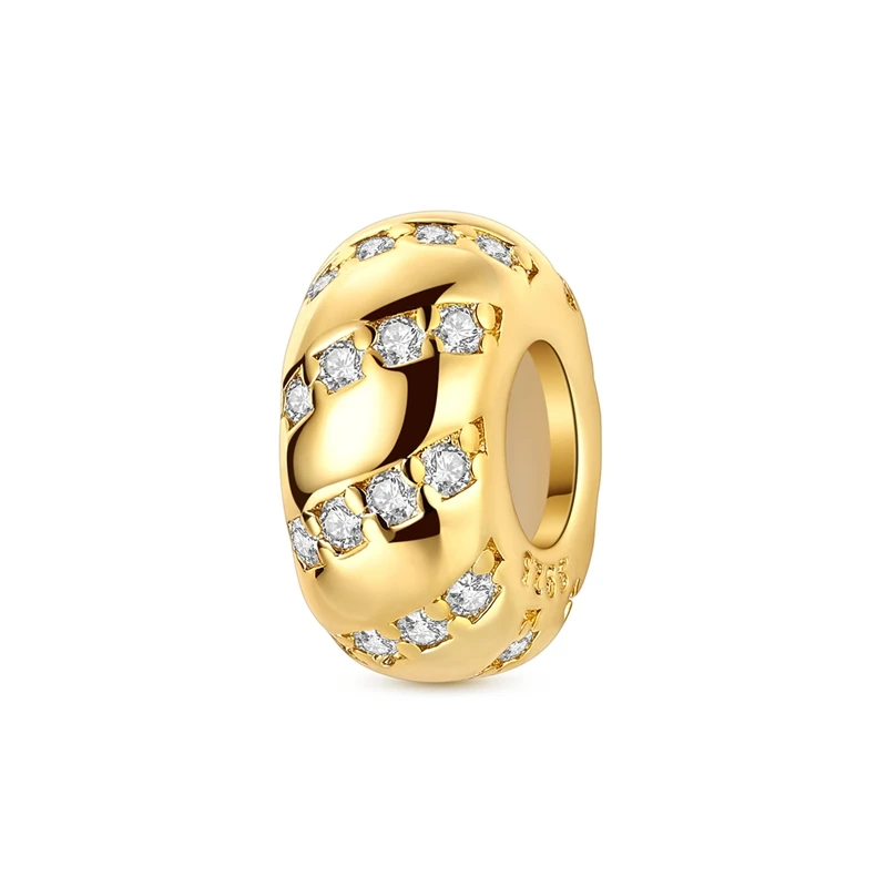 Separador pave em banho dourado com fileiras diagonais de zircónias cravadas.