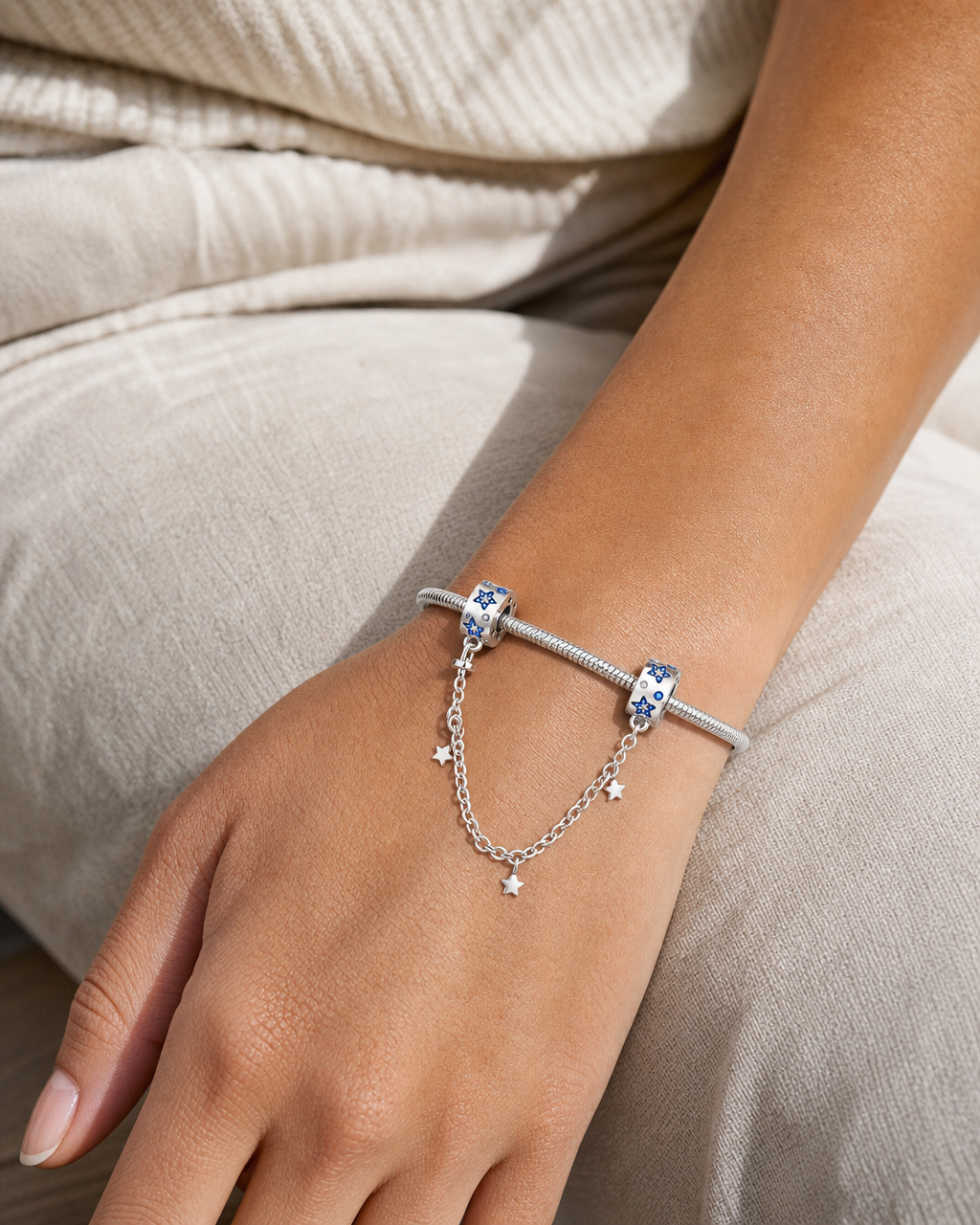 Star Safety Chain — worn